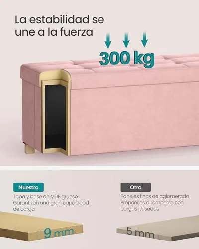 SONGMICS ▫️ Pufe com espaço de arrumação, banco dobrável, 110 x 38 x 40 cm, 112 L 5