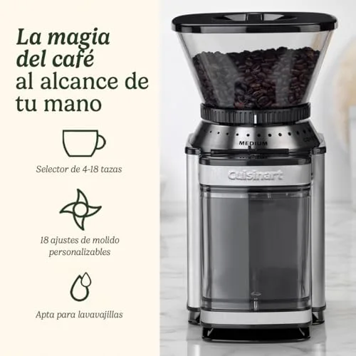 CUISINART ▫️ Moedor de café para uso doméstico, 4-18 chávenas, 8 níveis de moagem, diferentes intensidades de infusão — expresso, café frio, latte, cappuccino, cor framboesa, aço inoxidável 2