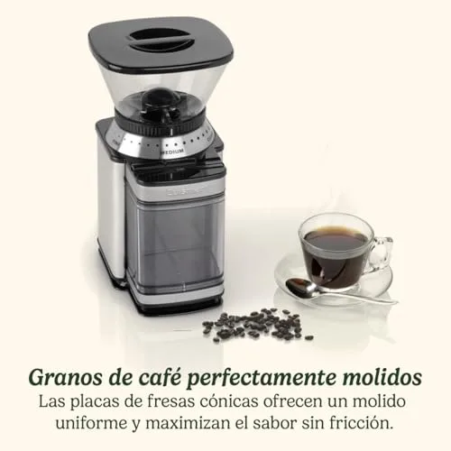 CUISINART ▫️ Moedor de café para uso doméstico, 4-18 chávenas, 8 níveis de moagem, diferentes intensidades de infusão — expresso, café frio, latte, cappuccino, cor framboesa, aço inoxidável 4