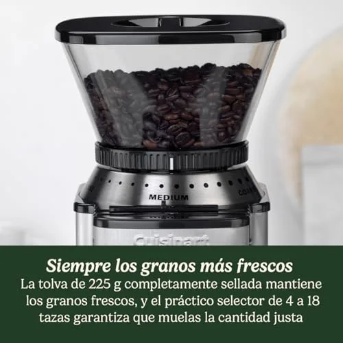 CUISINART ▫️ Moedor de café para uso doméstico, 4-18 chávenas, 8 níveis de moagem, diferentes intensidades de infusão — expresso, café frio, latte, cappuccino, cor framboesa, aço inoxidável 5