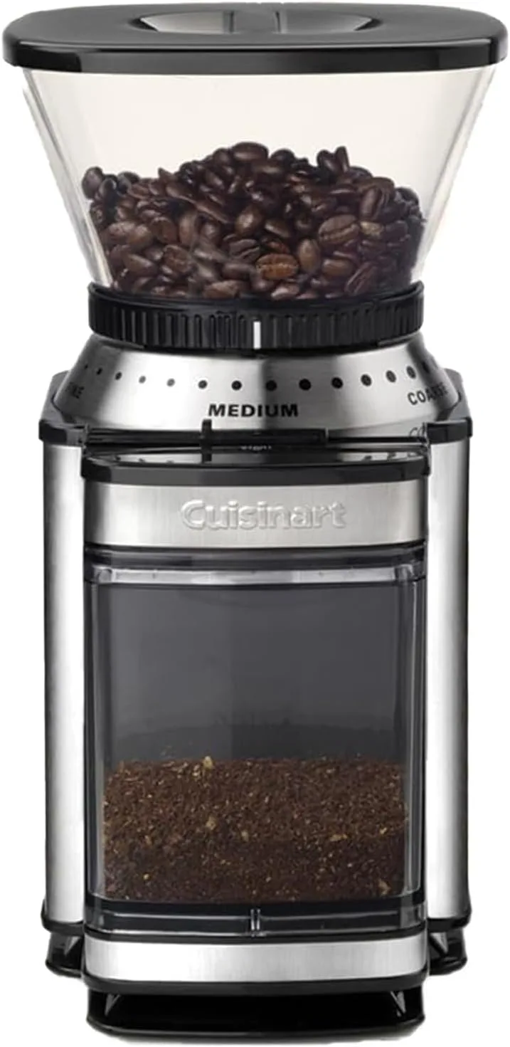 CUISINART ▫️ Moedor de café para uso doméstico, 4-18 chávenas, 8 níveis de moagem, diferentes intensidades de infusão — expresso, café frio, latte, cappuccino, cor framboesa, aço inoxidável