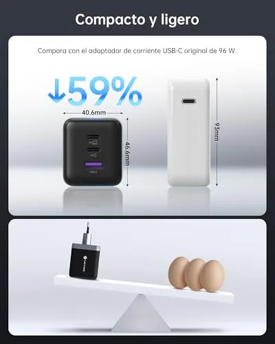 NOVOO ▫️ Carregador USB-C de 100 W, 3 portas, 1 cabo PD de 100 W 5