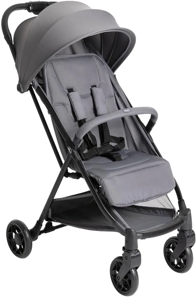 Chicco ▫️ Carrinho de passeio Urbino, desde o nascimento até aos 22 kg, carrinho de bebé, dobragem automática com uma só mão, compacto e leve, capota com proteção UV50+, encosto ajustável e reclinável, cinzento