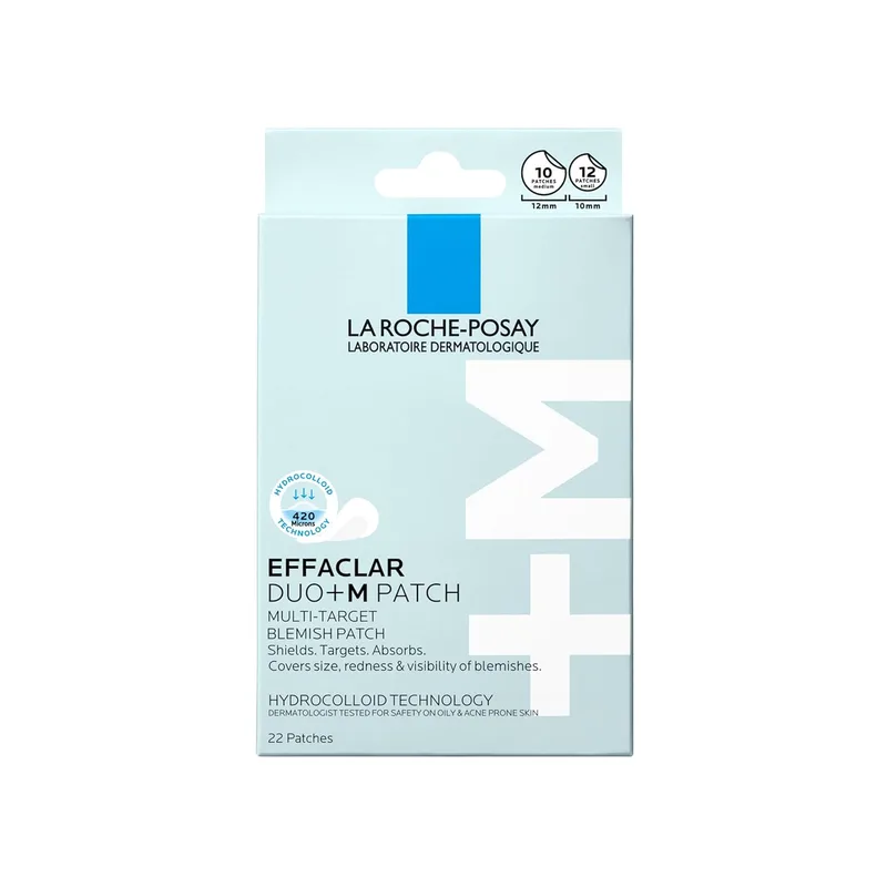 La Roche-Posay Effaclar Duo+M Hydrocolloid Anti-Pimple Patches, Tratamento Multi-Ação Anti-Imperfeições, Invisível e Ultra-Fino, Pele com tendência acneica, 22 Patches