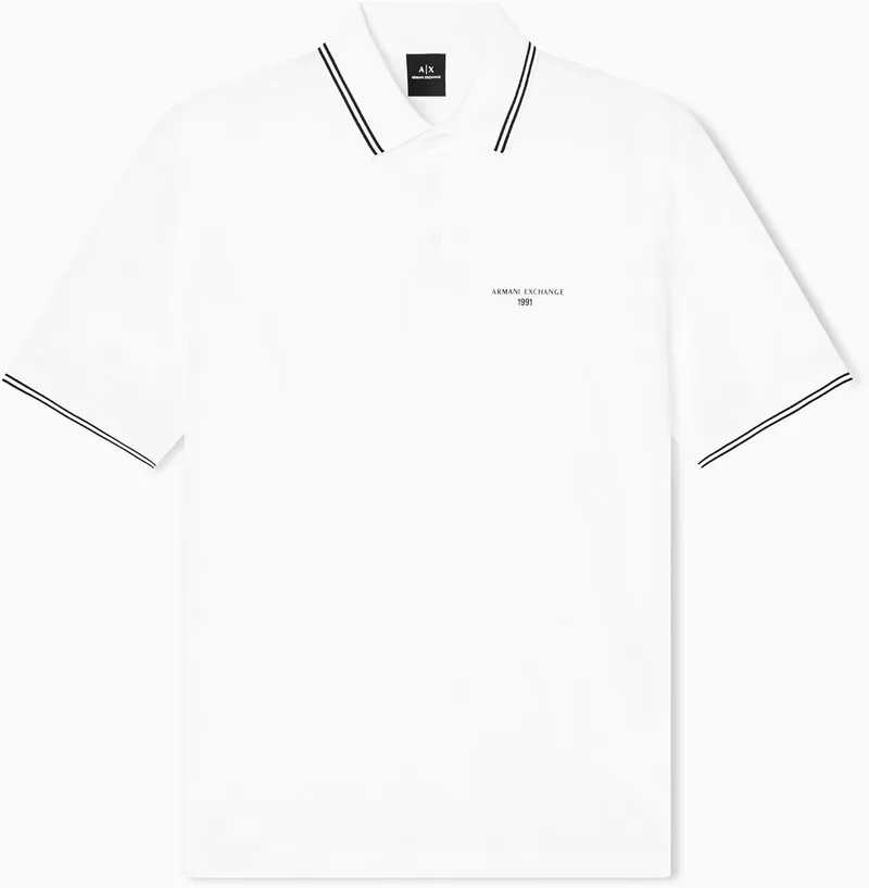 Armani Exchange ▫️ Polo Small Text Logo Pique Polo para homem