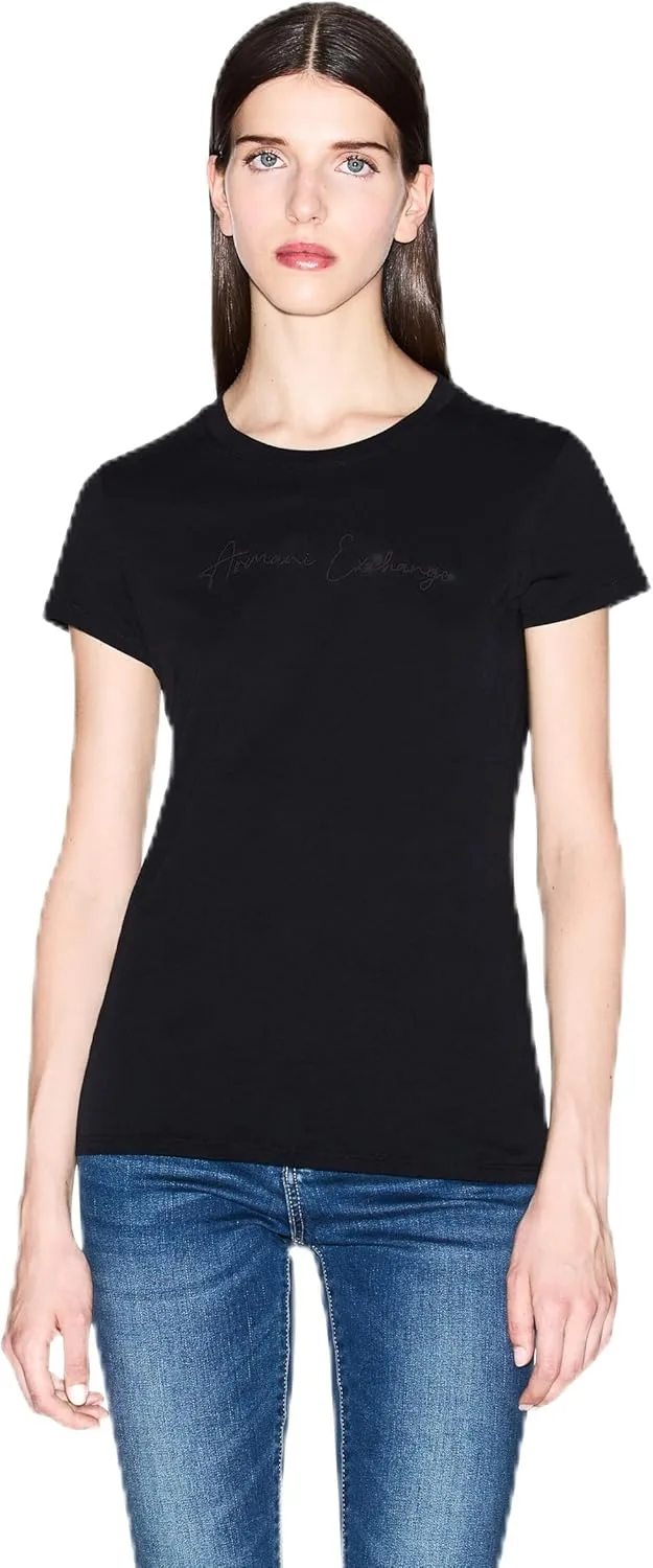Armani Exchange ▫️ T-shirt de manga curta com logótipo grande assinado para mulher