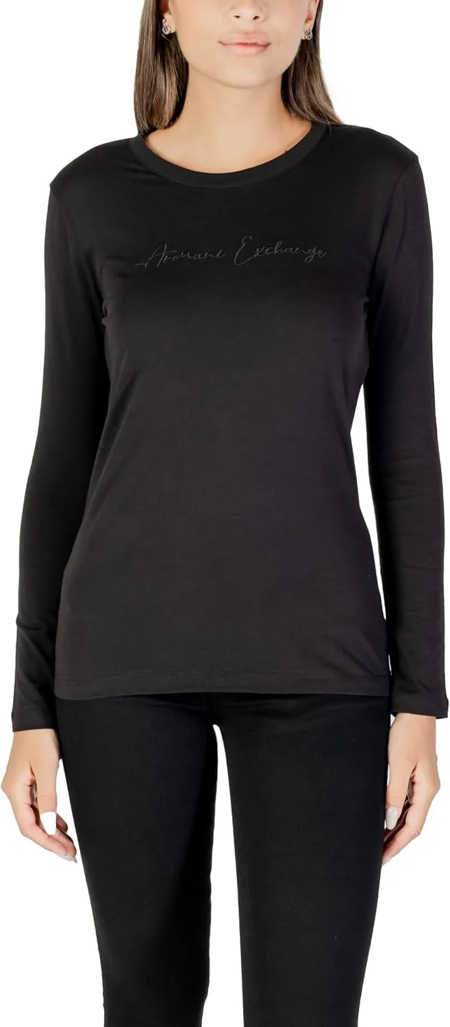 Armani Exchange ▫️ Camisola de manga comprida com logótipo grande assinado na frente, para mulher