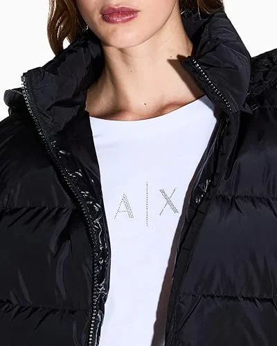 Armani Exchange ▫️ Camisola de manga curta com monograma e strass na frente para mulher 2