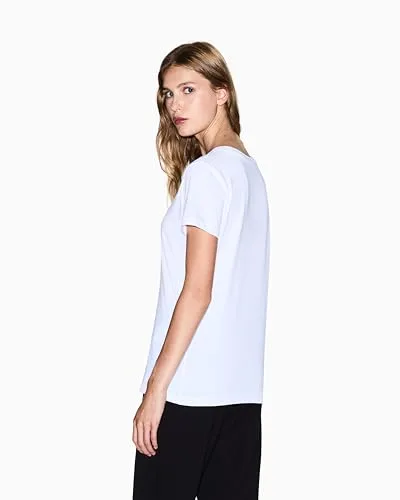 Armani Exchange ▫️ Camisola de manga curta com monograma e strass na frente para mulher 5