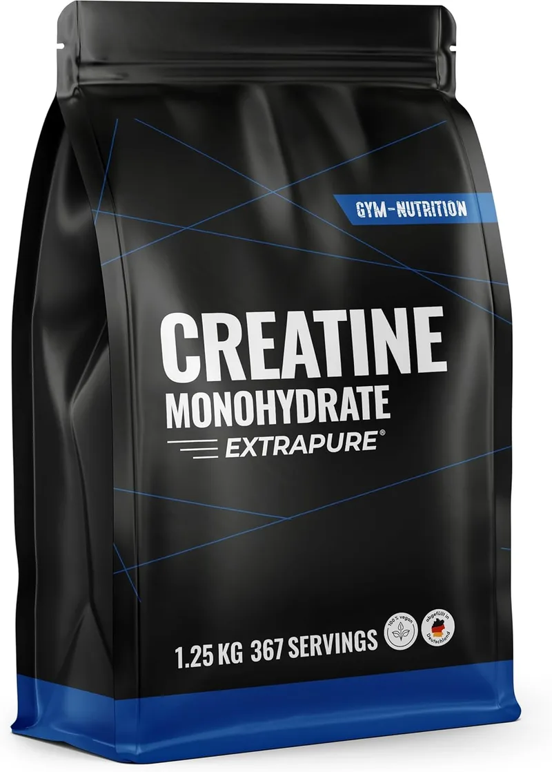 Gym Nutrition ▫️ Creatina Monohidratada Extrapura - 1,25 kg (367 porções) - Creatina Vegana em Pó Sem Sabor - Produzida na Alemanha