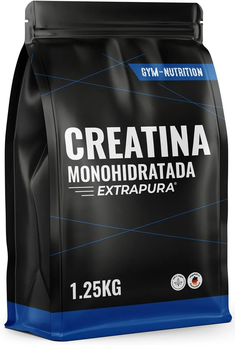 Gym Nutrition ▫️ Creatina Monohidratada Extrapura - 1,25 kg (367 porções) - Creatina Vegana em Pó Sem Sabor - Produzida na Alemanha