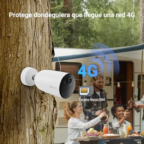 EZVIZ ▫️ Câmara de vigilância exterior 4G sem Wi-Fi com bateria recarregável de 5200 mAh, modo AOV 2K, deteção de pessoas/veículos, visão noturna a cores, áudio bidirecional, defesa ativa, CB3 (SEM SIM) 2