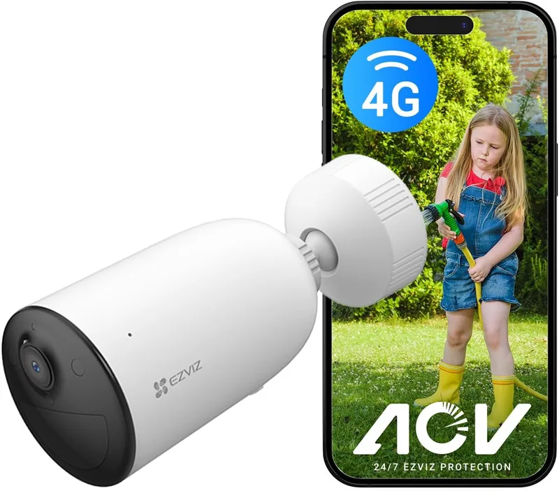 EZVIZ ▫️ Câmara de vigilância exterior 4G sem Wi-Fi com bateria recarregável de 5200 mAh, modo AOV 2K, deteção de pessoas/veículos, visão noturna a cores, áudio bidirecional, defesa ativa, CB3 (SEM SIM)