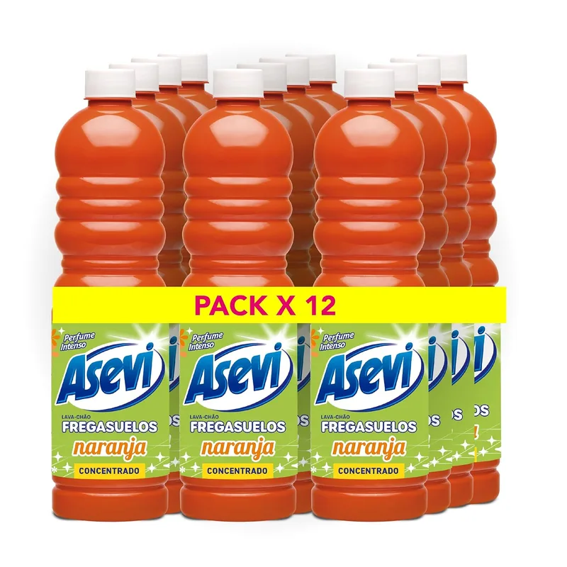 Asevi ▫️ Líquido de Limpeza para Pisos Perfumado a Laranja 12x1L pH Neutro Para Todos os Tipos de Pisos