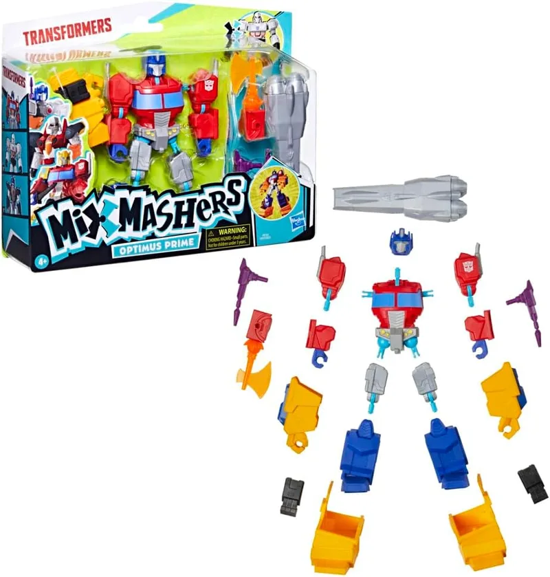 Transformers ▫️ MixMashers Optimus Prime, Figura de ação Deluxe Mix-and-Match e Acessórios