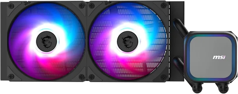 MSI ▫️ MAG Coreliquid A13 240 - AIO ARGB - Sistema de refrigeração líquida para CPU - Radiador de 390 mm - Compatível com LGA 1851 - Três ventoinhas ARGB PWM de 120 mm, cor preta