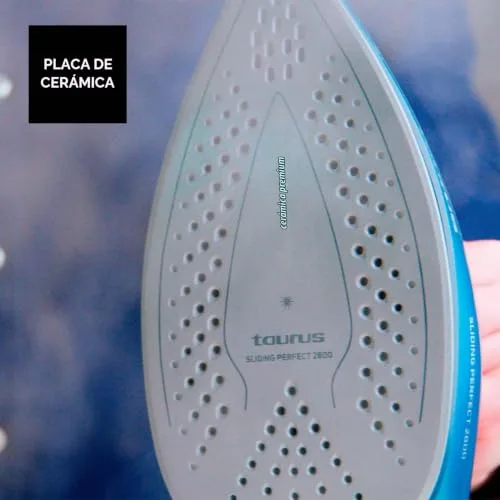 Taurus ▫️ Sliding Perfect 2800 - Centro de engomagem | Potência de 2800 W | Pressão de 5,5 bar | Ecrã digital | Cerâmica | Super vapor de 400 g/min | Modo ECO | Engomagem vertical | Azul 6