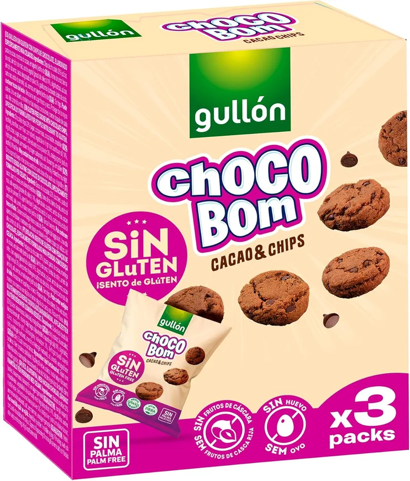 Gullón ▫️ Choco Bom Mini Cookies de Cacau Sem Glúten 120g (3x40g)