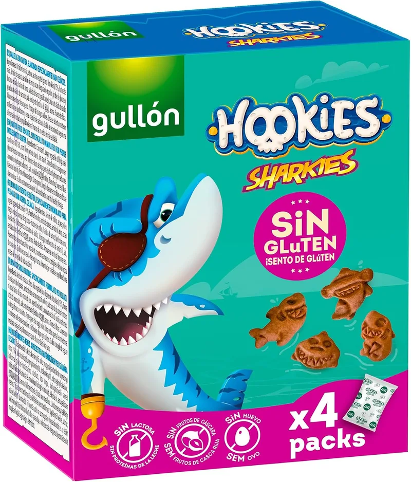Gullón ▫️ Bolachas sem glúten Hookies Mini Sharkies 160 g (4 x 40 g)