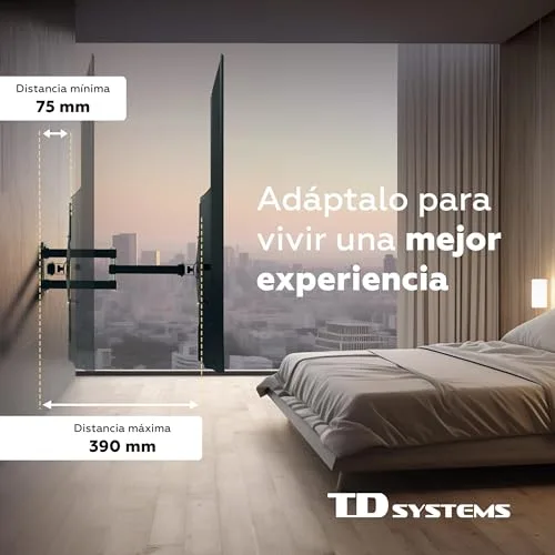 TD Systems ▫️ P30X25A244 - Suporte de parede articulado duplo para televisores, com movimento completo, para ecrãs de 14 a 40 polegadas. VESA máximo de 400 x 400 mm 3