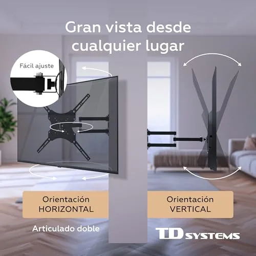 TD Systems ▫️ P30X25A244 - Suporte de parede articulado duplo para televisores, com movimento completo, para ecrãs de 14 a 40 polegadas. VESA máximo de 400 x 400 mm 4