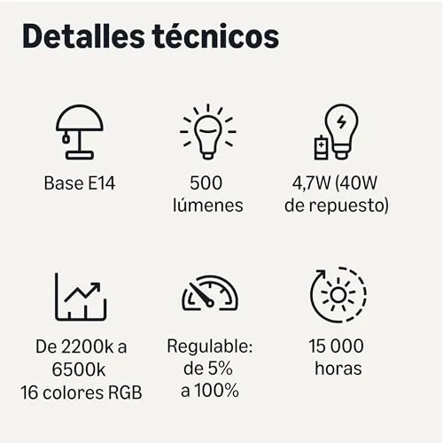 Amazon Basics ▫️ Lâmpada inteligente E14, Wi-Fi de 2,4 GHz: não requer ponto de acesso, funciona apenas com a Alexa, mudança de cor, embalagem de 2 unidades, multicolorida 6