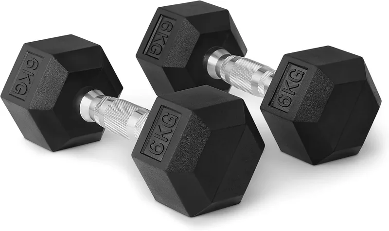 Amazon Basics ▫️ Conjunto de halteres hexagonais revestidos a borracha