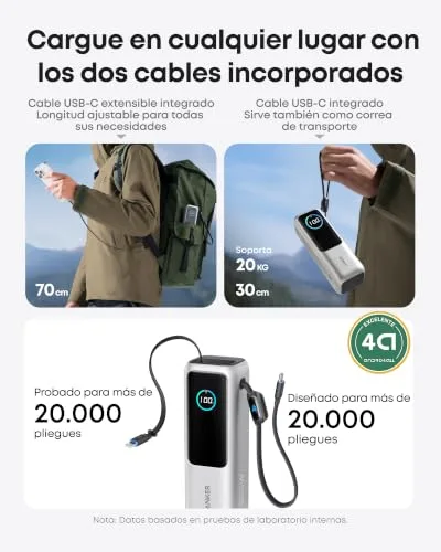 Anker ▫️ Power Bank Zolo de 25 000 mAh e 165 W com três portas USB-C 3