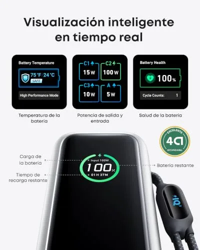 Anker ▫️ Power Bank Zolo de 25 000 mAh e 165 W com três portas USB-C 6