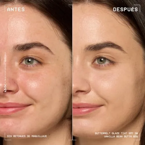 NYX PROFESSIONAL MAKEUP ▫️ Base de Maquilhagem Iluminadora Buttermelt Glaze, Acabamento Natural e 12 horas de duração, com FPS 30, para todos os tipos de pele, Tom: 02 Vanilla Bean Butta 2