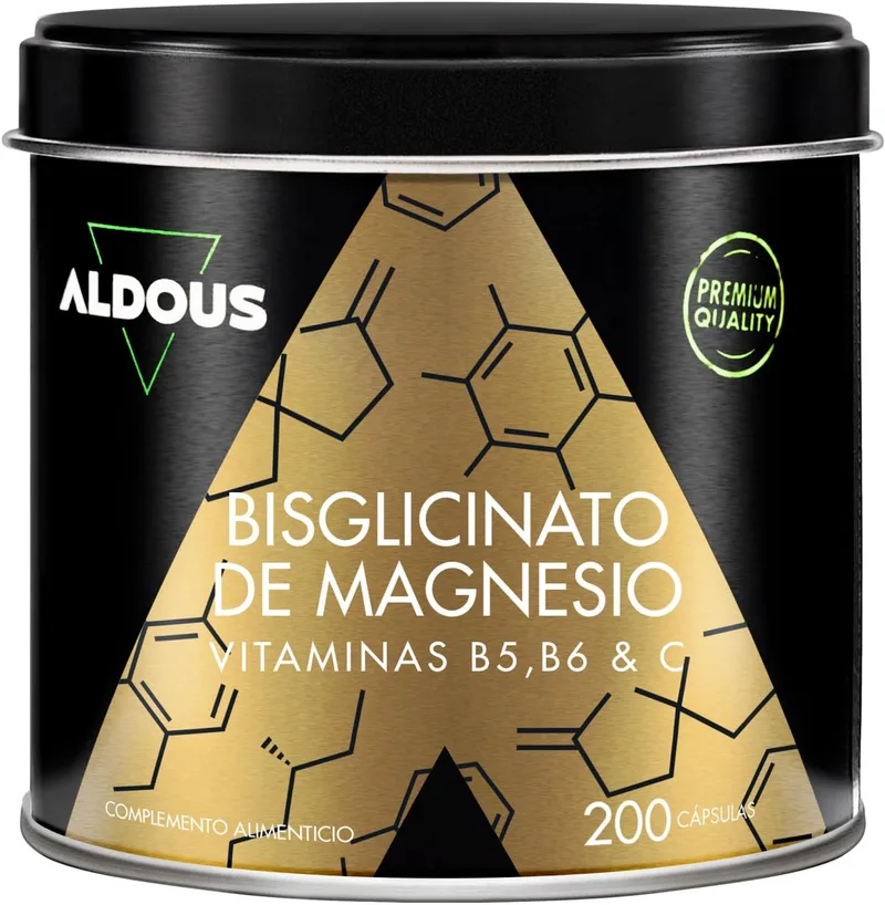 Aldous Bio ▫️ Bisglicinato de magnésio - 200 cápsulas - Vitamina C, B6, B5 - Bisglicinato de magnésio de elevada biodisponibilidade - Vitaminas para o cansaço - Ossos, articulações, músculos - Glicinato - ALDOUS
