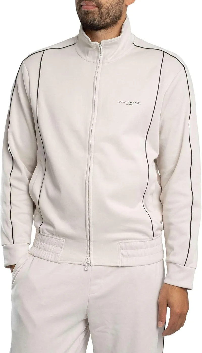 Armani Exchange ▫️ Camisola de manga comprida com logótipo lateral e fecho de correr para homem