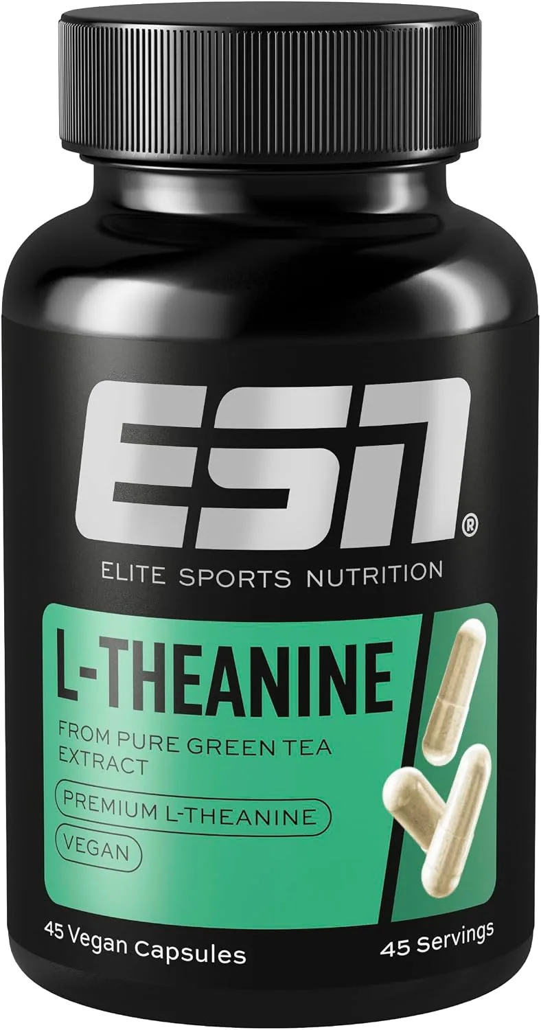 ESN ▫️ L-teanina, 45 cápsulas, 100 mg de L-teanina por dose | relaxamento mental e concentração, vegan, fabricado na Alemanha