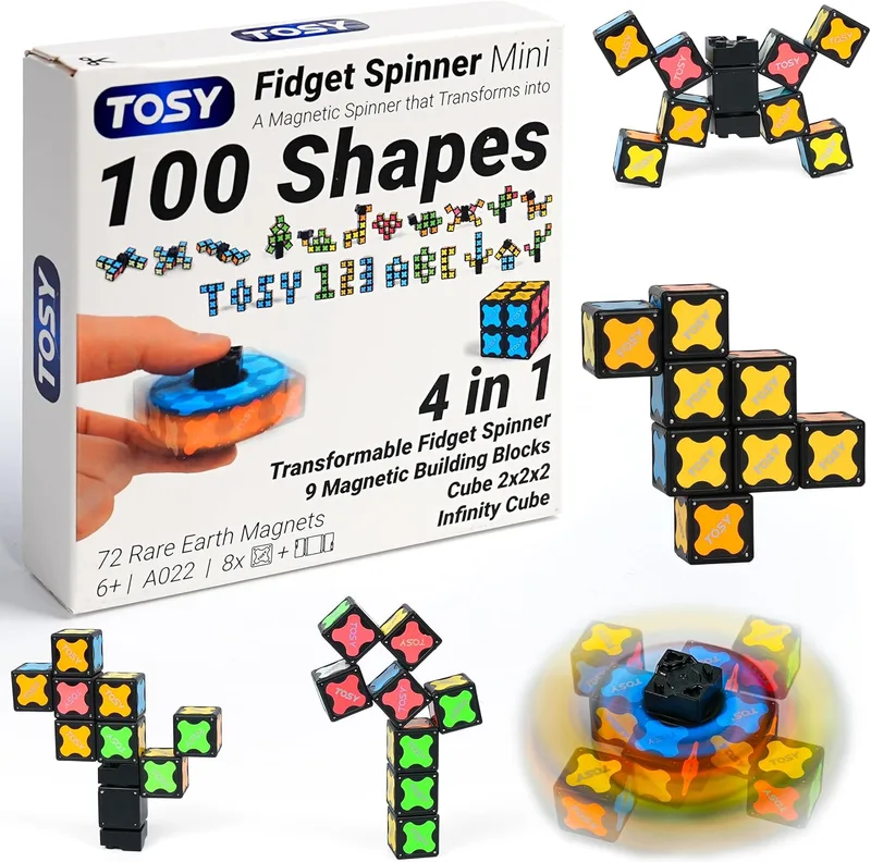 TOSY ▫️ Magnet Fidget Spinner Mini - 8 peças: Spinner transformável, Cubo Infinito, Quebra-cabeças magnético, Presente de aniversário para crianças e adultos, Brinquedo sensorial anti-stress STEM