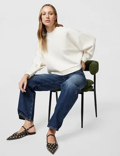 Armani Exchange ▫️ Camisola de manga comprida para mulher, com logótipo em letras, corte descontraído, cor branca, M, ISO, M 2