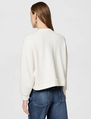 Armani Exchange ▫️ Camisola de manga comprida para mulher, com logótipo em letras, corte descontraído, cor branca, M, ISO, M 3