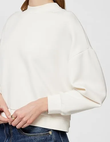 Armani Exchange ▫️ Camisola de manga comprida para mulher, com logótipo em letras, corte descontraído, cor branca, M, ISO, M 5
