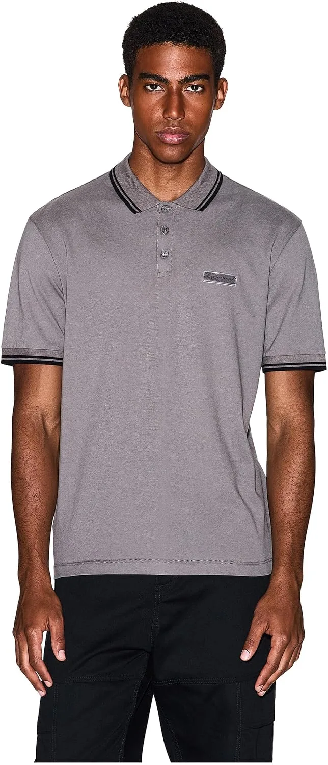 Armani Exchange ▫️ Polo de manga curta com logótipo lateral e gola com três botões para homem