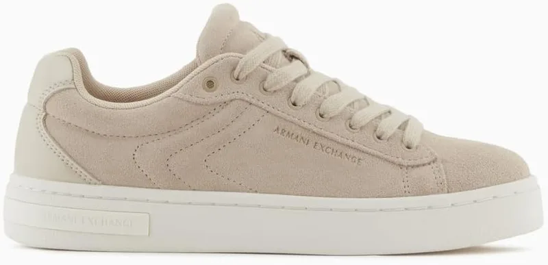 Armani Exchange ▫️ London, Couro Genuíno, Logótipo Dourado, Ténis para Mulher