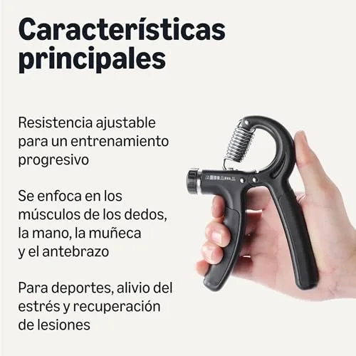 Amazon Basics ▫️ Conjunto de 5 peças para fortalecer a força de preensão e os antebraços, cor preta 2