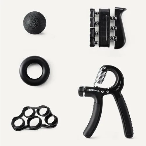 Amazon Basics ▫️ Conjunto de 5 peças para fortalecer a força de preensão e os antebraços, cor preta 5