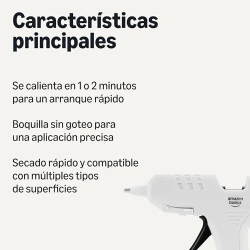 Amazon Basics ▫️ Kit de pistola de cola quente com 30 barras de cola, 20 W, ficha da UE, branco 2