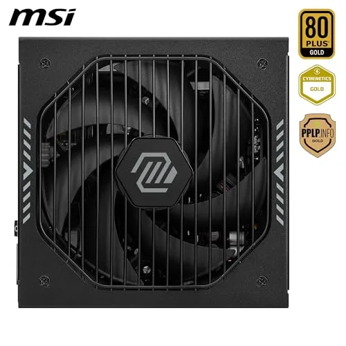 MSI ▫️ mag A1000GLS PCIE5, Fonte de alimentação, 1000 W, 80 Plus Gold, ATX 3.1, Compatível com GPU PCIe 5.1, 12V-2x6 nativo, Conector 12V-2x6 bicolor, Fonte de alimentação ATX, Cabos revestidos 3