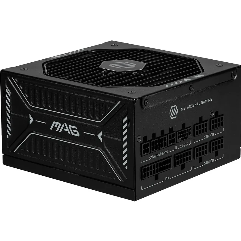 MSI ▫️ mag A1000GLS PCIE5, Fonte de alimentação, 1000 W, 80 Plus Gold, ATX 3.1, Compatível com GPU PCIe 5.1, 12V-2x6 nativo, Conector 12V-2x6 bicolor, Fonte de alimentação ATX, Cabos revestidos