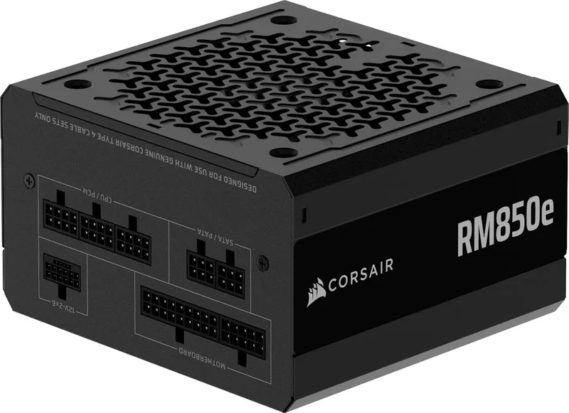 Corsair ▫️ RM850e (2025) Fonte de alimentação ATX totalmente modular de baixo ruído com cabo 12V-2x6 - Compatível com ATX 3.1 e PCIe 5.1, eficiência Cybenetics Gold, condensador de 105°C - Preto