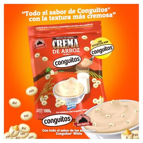 Max Protein ▫️ Creme de Arroz - Creme de Arroz Fitness 1000 g – Fonte de hidratos de carbono da máxima qualidade para o aumento da massa muscular – Ideal para antes e depois do treino – Vegano e sem lactose – Conguitos White 2