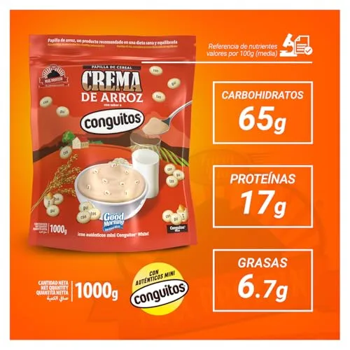 Max Protein ▫️ Creme de Arroz - Creme de Arroz Fitness 1000 g – Fonte de hidratos de carbono da máxima qualidade para o aumento da massa muscular – Ideal para antes e depois do treino – Vegano e sem lactose – Conguitos White 3