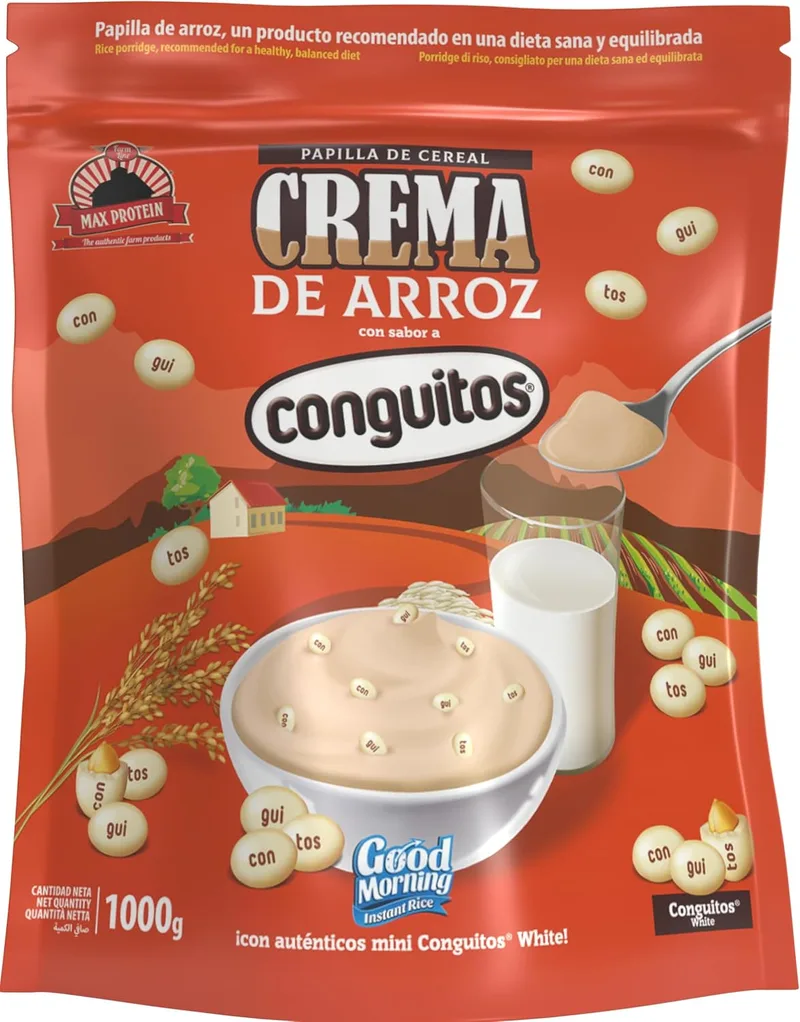 Max Protein ▫️ Creme de Arroz - Creme de Arroz Fitness 1000 g – Fonte de hidratos de carbono da máxima qualidade para o aumento da massa muscular – Ideal para antes e depois do treino – Vegano e sem lactose – Conguitos White