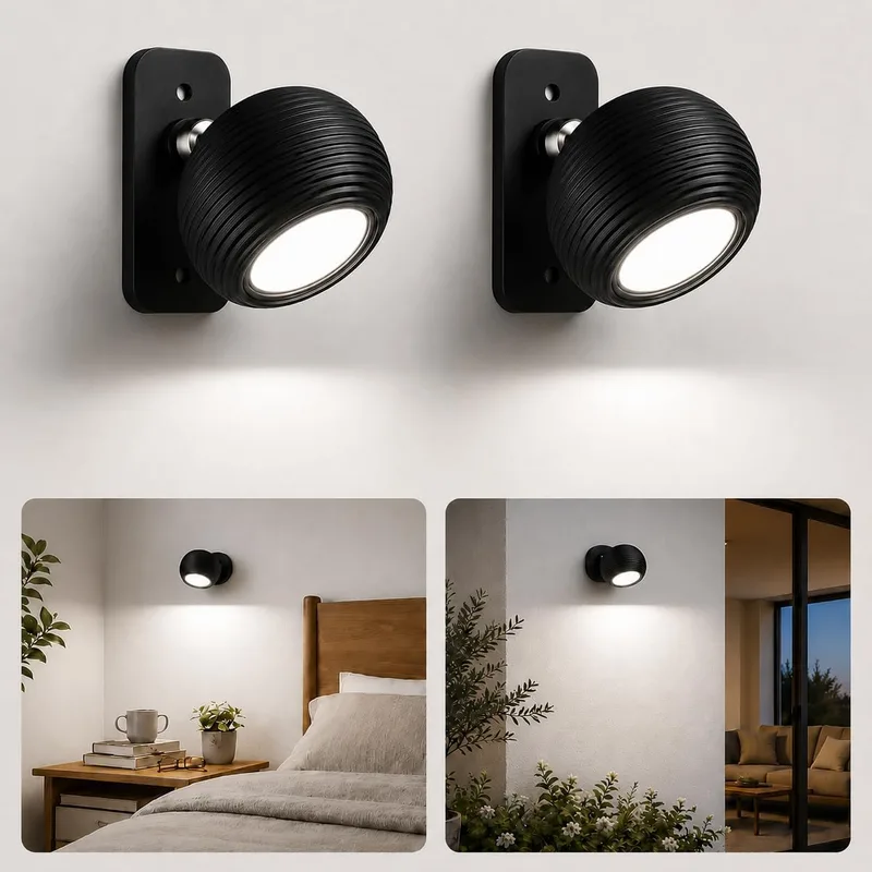 LuminexDesigns ▫️ Candeeiro de parede LED recarregável sem fios AURI CX02 | Candeeiro de parede tátil com regulação de intensidade, magnético, giratório a 360 graus, sem fios, para leitura, quarto, sala e iluminação de quadros