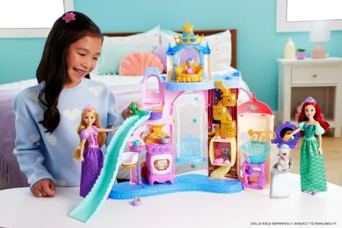 Mattel ▫️ Princesas da Disney Palácio dos Animais de Estimação Conjunto de brincar com 7 zonas de brincar, 3 animais de estimação, mobiliário e 17 acessórios, com mais de 65 cm de altura, inspirado nos filmes, JBF96 2